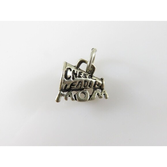 Vintage 3D Sterling Silver Cheerleading Mom Charm Megaphone Mom Charm - Picture 1 of 6